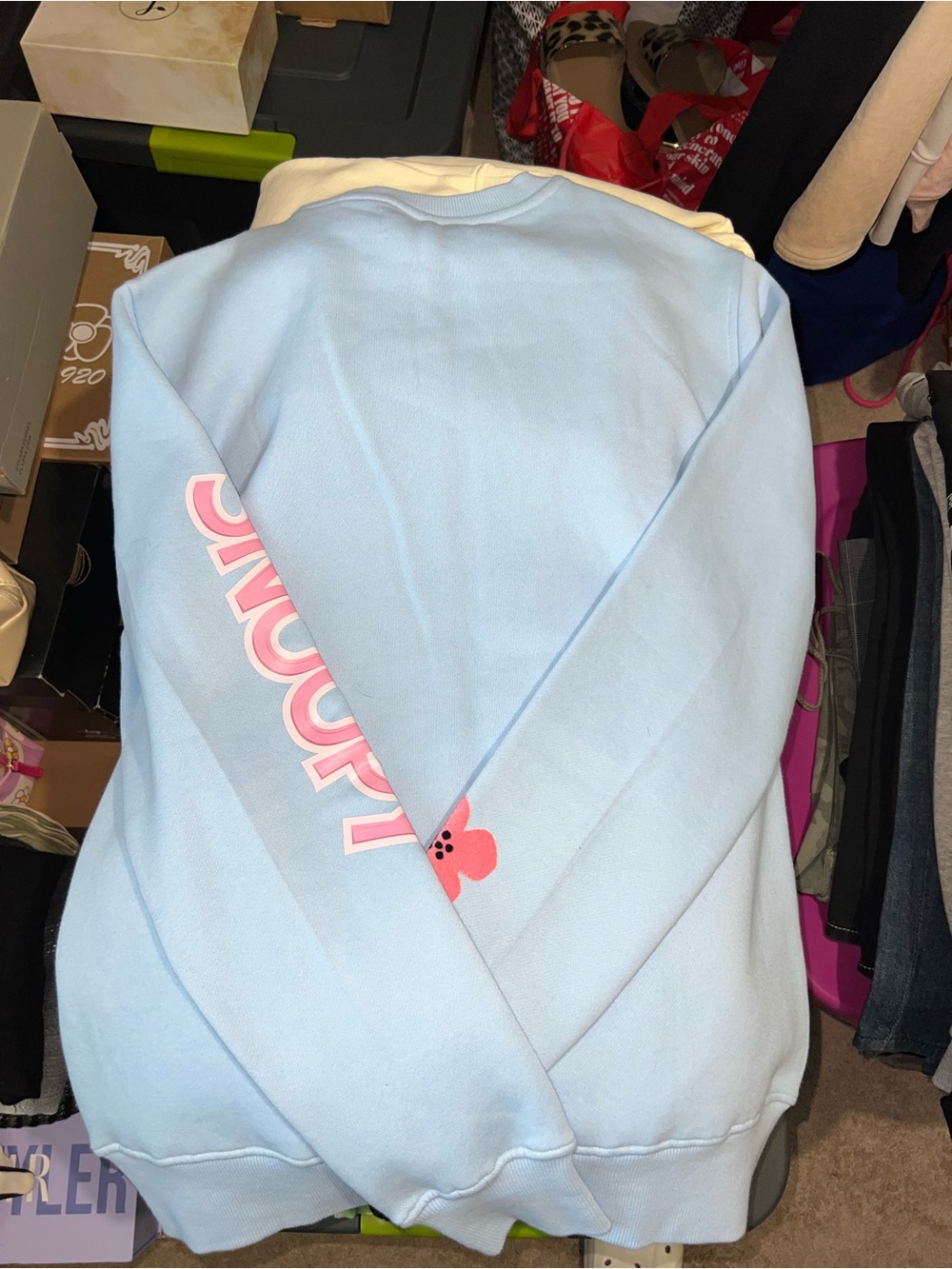 Peanuts Freeze Max Light Blue Crewneck with Pink Flower & Snoopy Graphic - Picture 8 of 15